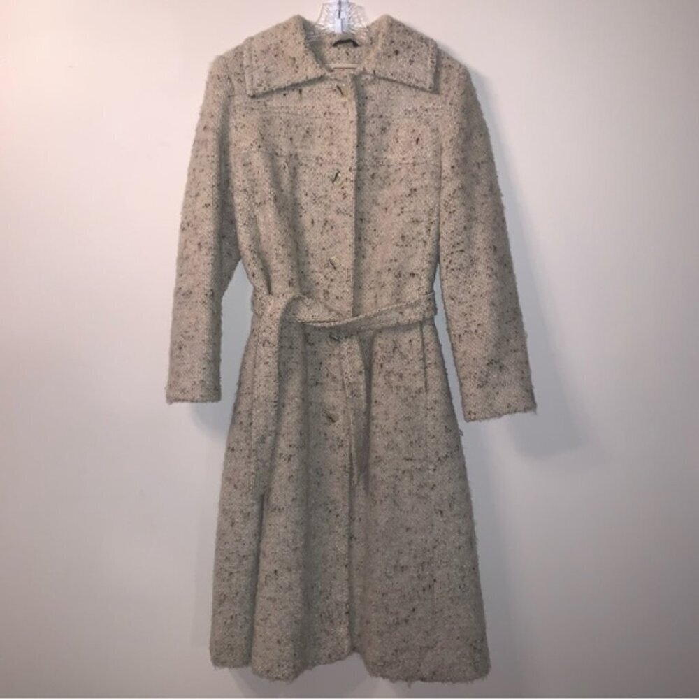Vintage Club Prive Belted Wool Mohair Blend Long Coat